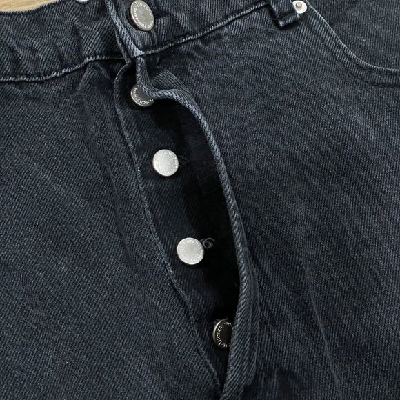 Triarchy Jeans Womens 31 Baggy Straight Ankle Crop Black Charcoal Wash Denim NWT - Picture 4 of 15